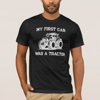 Mijn Eerste Auto Was een Grappige Tractor Donkere T-shirt