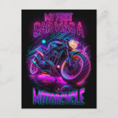 Mijn eerste auto was een motor | fietsenneon briefkaart (Voorkant)