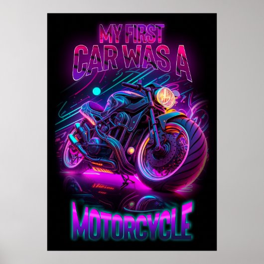 Mijn eerste auto was een motor | fietsenneon poster (Voorkant)