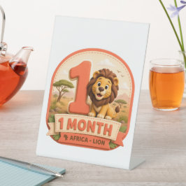 Mijn Eerste Avontuur – 1 Maand Baby Mijlpaal Klein Reclamebord Met Voetstuk