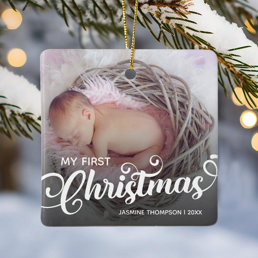 Mijn eerste Baby kerstfoto Keramisch Ornament