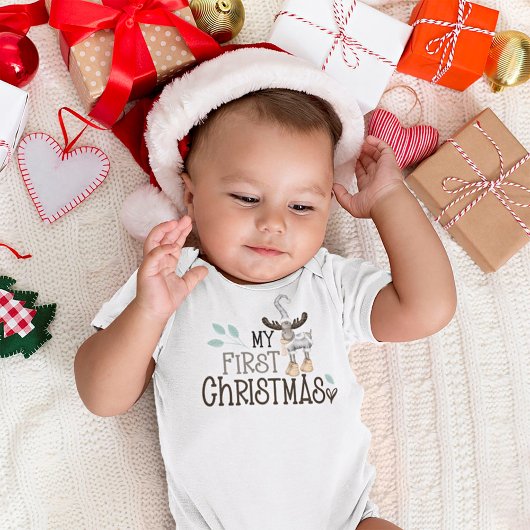 Mijn eerste Baby met kerstcadeaurendierscript Romper