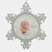  Mijn eerste Baby met Kerstmis Antiek look Tin Sneeuwvlok Ornament (Voorkant)