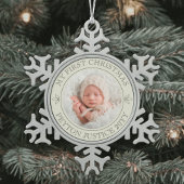  Mijn eerste Baby met Kerstmis Antiek look Tin Sneeuwvlok Ornament