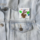 Mijn eerste Baby NAAM van de paashaas Vierkante Button 5,1 Cm (In situ)