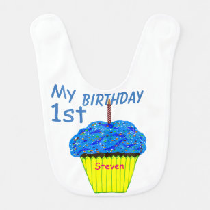 Mijn eerste Birthday Blue, Chocolate Cupcake Baby Slabbetje
