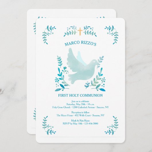 Mijn eerste blauwe communie kaart (Voorkant / Achterkant)