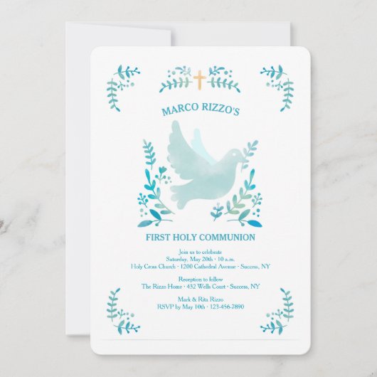 Mijn eerste blauwe communie kaart (Voorkant)