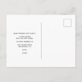 Mijn eerste briefkaart van de huizenaankondiging (Achterkant)