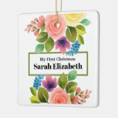 Mijn eerste bruisende kerstbloem keramisch ornament (Links)