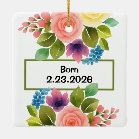 Mijn eerste bruisende kerstbloem keramisch ornament (Achterkant)