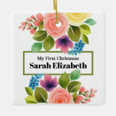Mijn eerste bruisende kerstbloem keramisch ornament (Voorkant)