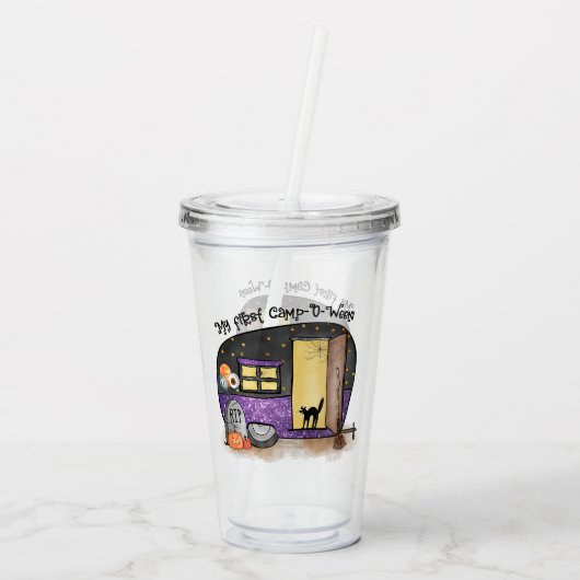 Mijn eerste Camp-O-Ween | Halloween Camping Acryl Drinkbeker (Achterkant)
