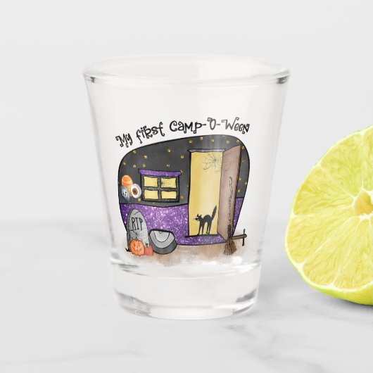 Mijn eerste Camp-O-Ween | Halloween Camping Shot Glas (Voorkant)