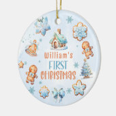 Mijn eerste Christmas Boy Cookie blauwe sneeuwvlok Keramisch Ornament (Links)