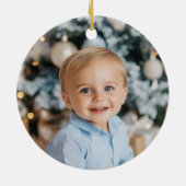 Mijn eerste Christmas Boy Cookie blauwe sneeuwvlok Keramisch Ornament (Achterkant)