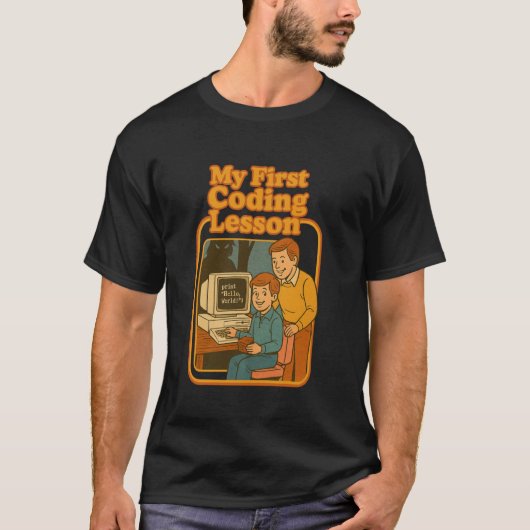 Mijn eerste codeerles retro grappige programmeursh t-shirt (Voorkant)