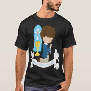 Mijn eerste communie Gift Kinder Son Boy Brunette  T-shirt