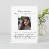 Mijn Eerste Communie met foto Kruis en Bloemen Kaart (Staand voorkant)