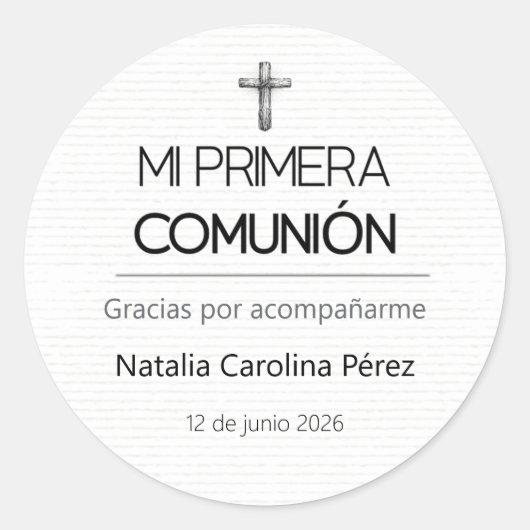 Mijn Eerste Communie Spaanse Favor Stickers Labels (Voorkant)