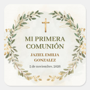 Mijn Eerste Communie Stickers Aangepaste Vierkante