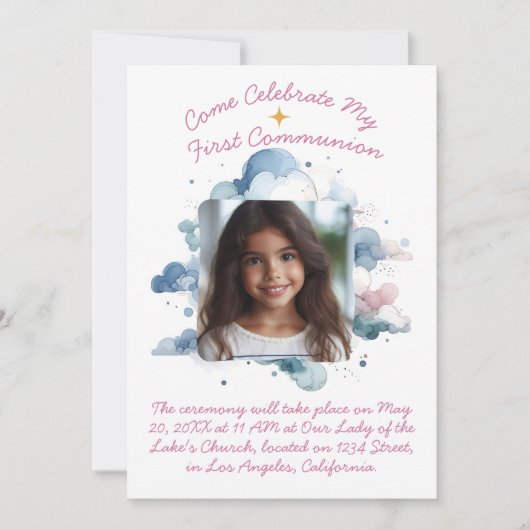 Mijn eerste communie Waterverf Kaart (Voorkant)