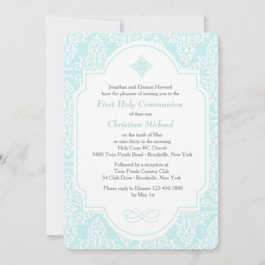 Mijn eerste communiqué blauwe uitnodiging (Voorkant)