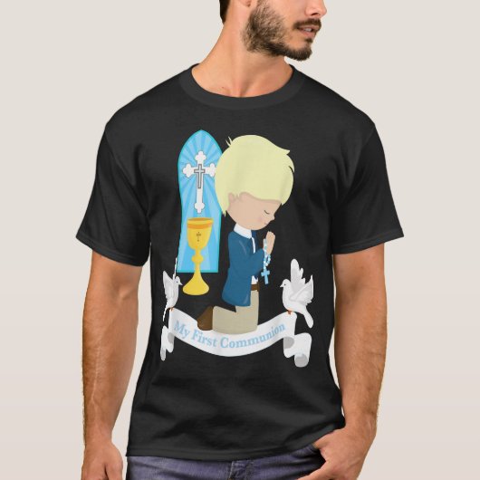 Mijn eerste communiqué Gift Kinder Son Boy Blonde T-shirt (Voorkant)