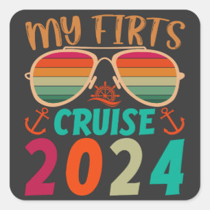 Mijn eerste cruise 2024 familie vakantie cruise re vierkante sticker
