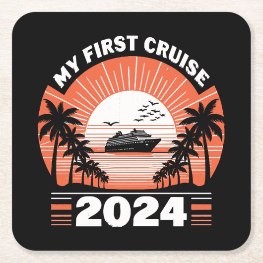 Mijn Eerste Cruise 2024 Kartonnen Onderzetters (Voorkant)