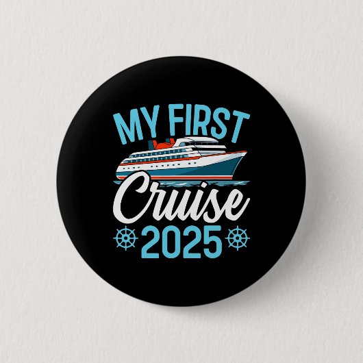Mijn eerste cruise 2025 Funny Family Cruise Vakant Ronde Button 5,7 Cm (Voorkant)