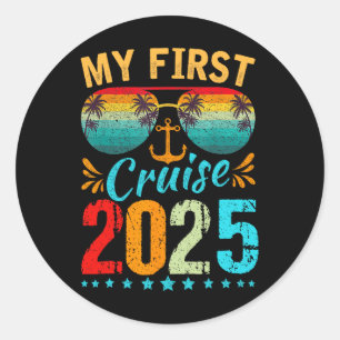 Mijn eerste cruise 2025 T-shirt Familie Vakantie C Ronde Sticker