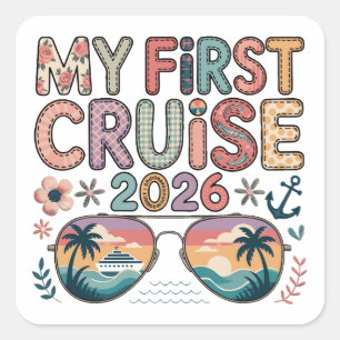 mijn eerste cruise 2026, cruise cadeau, cruise vak vierkante sticker