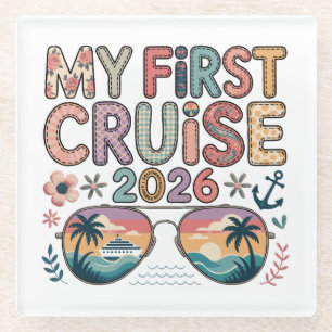 Mijn Eerste Cruise 2026, Eerste Cruise Vakantie Ca Glazen Onderzetter