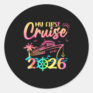 Mijn eerste cruise 2026 Grappige eerste keer cruis Ronde Sticker
