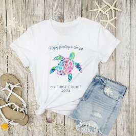 Mijn eerste cruise familie vakantie Schattige Zee  T-shirt