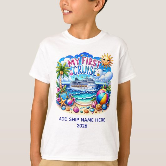 Mijn eerste cruiseschip strand Kinder Shirt (Voorkant)
