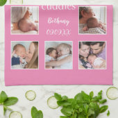 Mijn eerste Cuddles 10 Foto Naam Pasgeboren Roze Theedoek (Gevouwen)