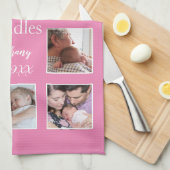 Mijn eerste Cuddles 10 Foto Naam Pasgeboren Roze Theedoek (Quarter Fold)