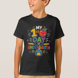 Mijn eerste dag Kleurrijke schooltas kleuterschool T-shirt