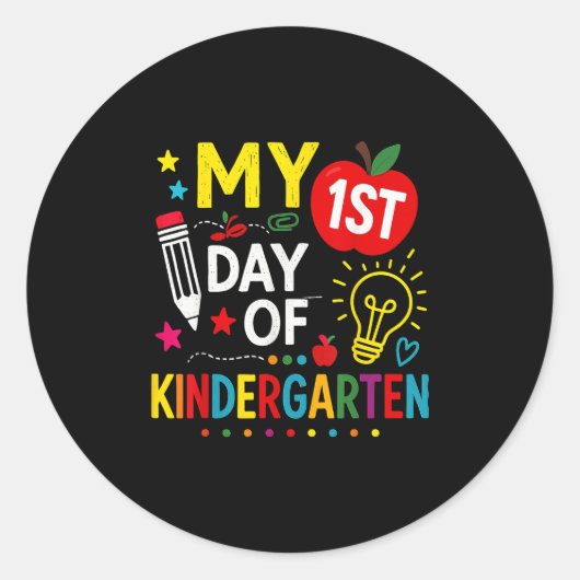 Mijn eerste dag op de kleuterschool, de eerste dag ronde sticker (Voorkant)