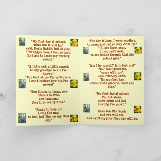 Mijn eerste Dag op School Kaart (Binnen)