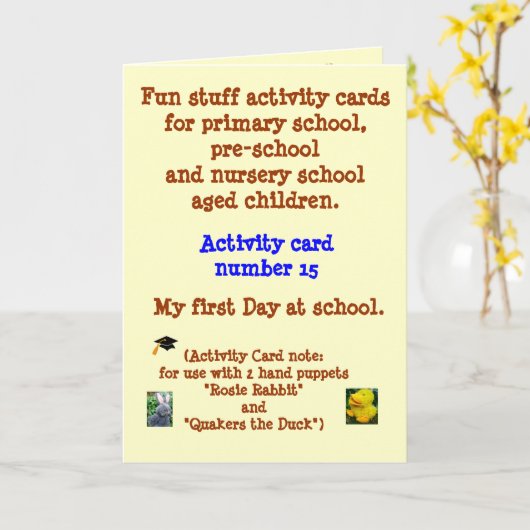 Mijn eerste Dag op School Kaart (Gele Bloem)