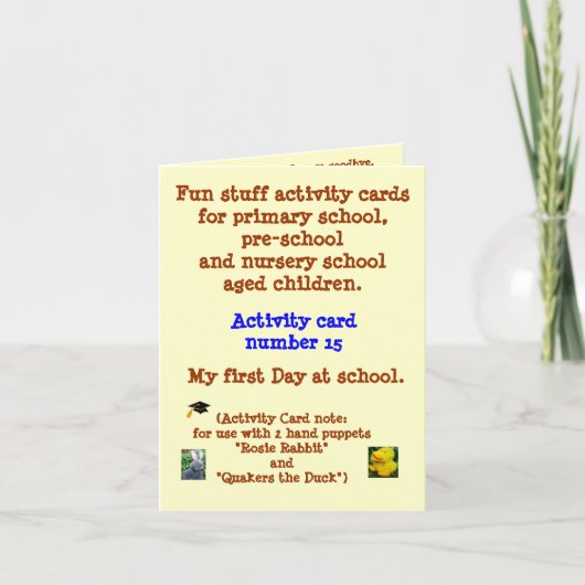 Mijn eerste Dag op School - rijm notakaart Kaart (Voorkant)