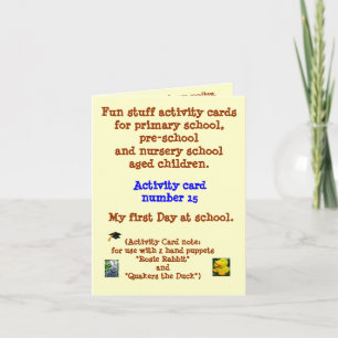 Mijn eerste Dag op School - rijm notakaart Kaart