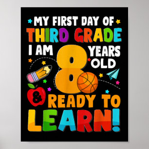 Mijn eerste dag van de derde klas klaar om te lere poster