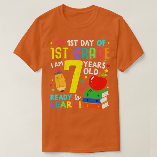 Mijn eerste dag van de eerste klas 7 jaar t-shirt (Design voorkant)