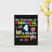 Mijn eerste dag van de kleuterschool Ik ben 4 jaar Kaart (Gele Bloem)