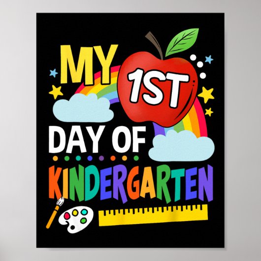 Mijn eerste dag van de kleuterschool Leuke kleurri Poster (Voorkant)