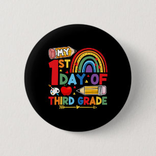 Mijn Eerste Dag Van Groep 5 Regenboog Ronde Button 5,7 Cm